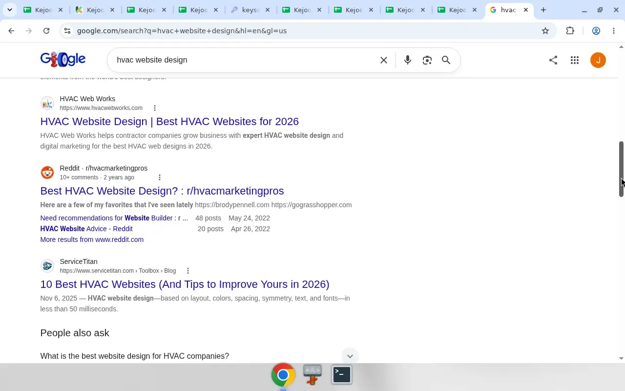 Google Search results for “hvac website design”