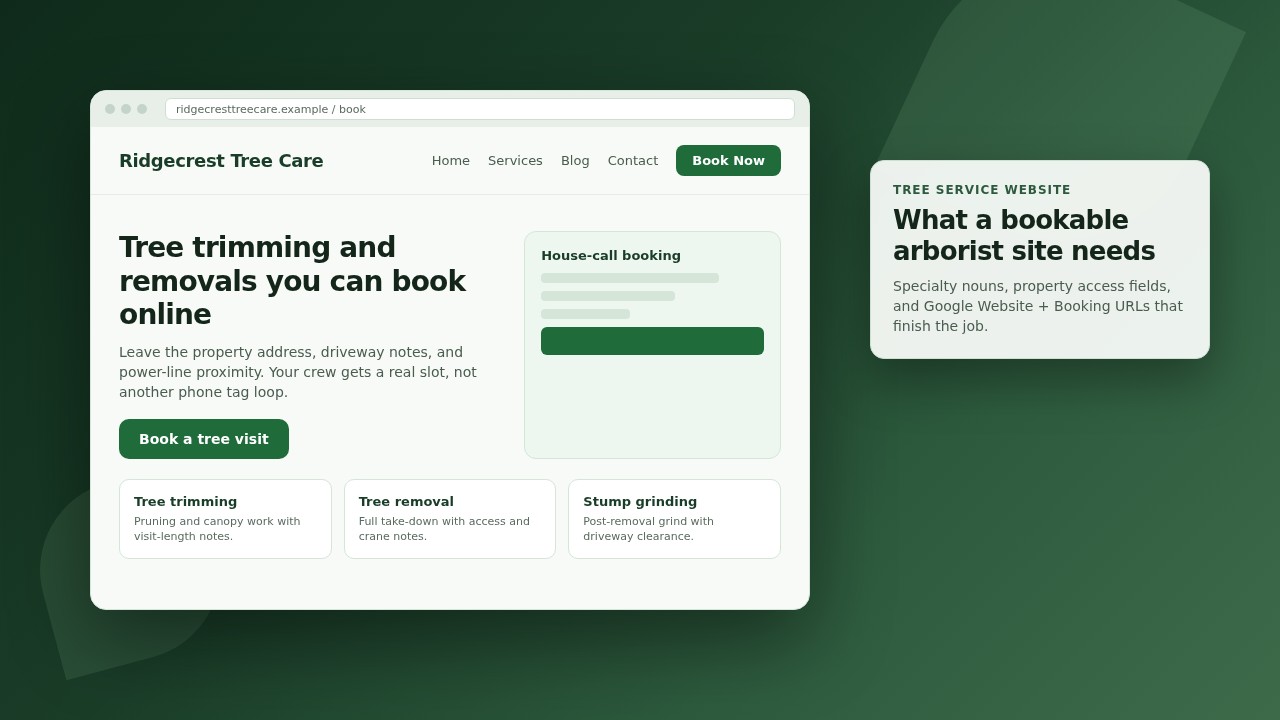 Tree Service Website: What a Bookable Site Needs