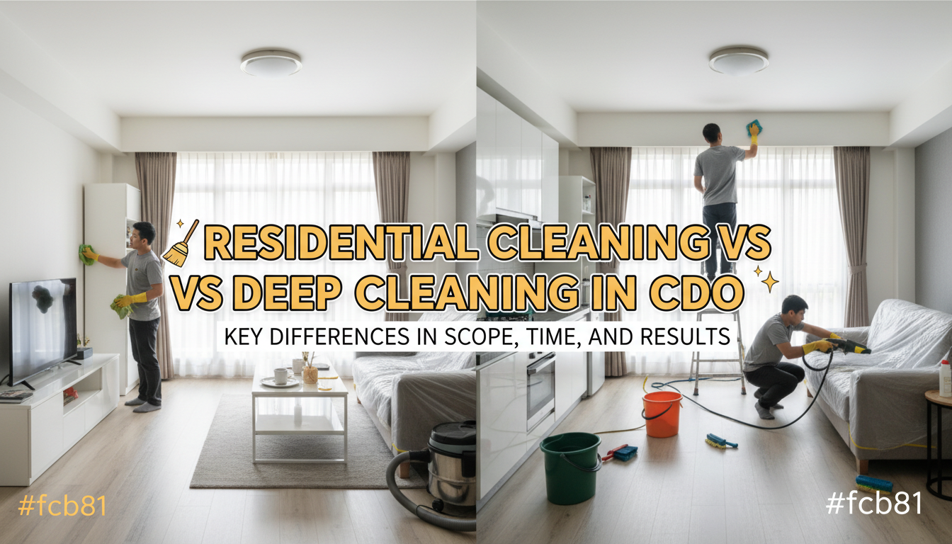 Residential Cleaning Vs Deep Cleaning In CDO: Scope, Time, Results