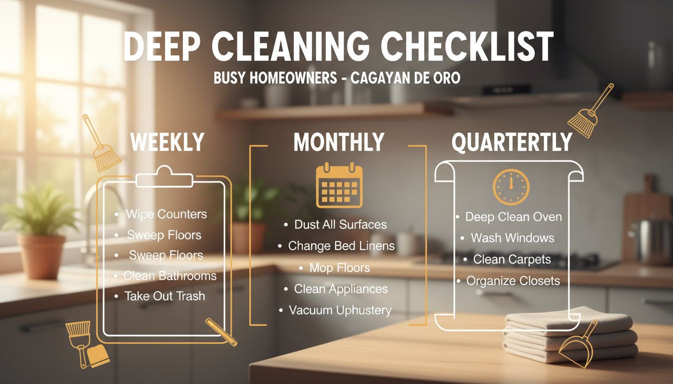 Deep Cleaning Checklist For Busy Homeowners In Cagayan De Oro: Weekly Vs Monthly Vs Quarterly