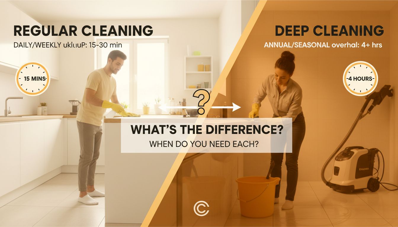 Deep Cleaning Vs Regular Cleaning: What’s Included, Time, & When