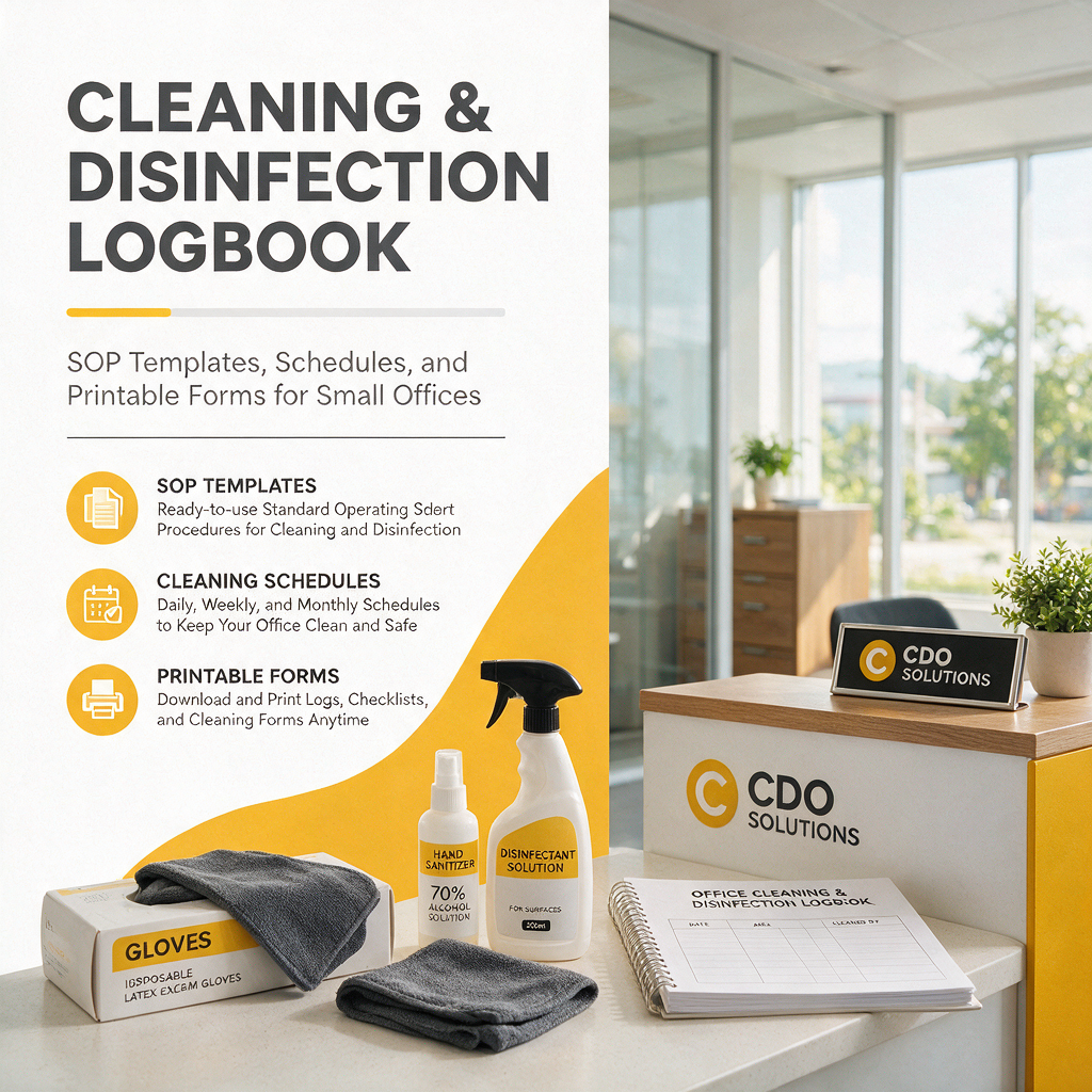 Cleaning/Disinfection Logbook for CDO Offices: SOPs, Schedules & Forms