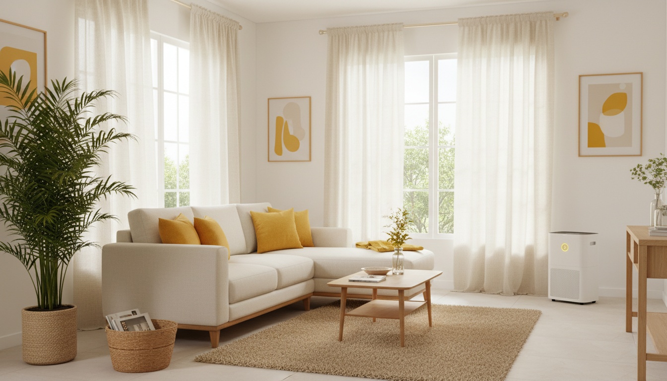 Bright, airy living room in a Cagayan de Oro home with open windows, clean curtains, and a dehumidifier in the corner