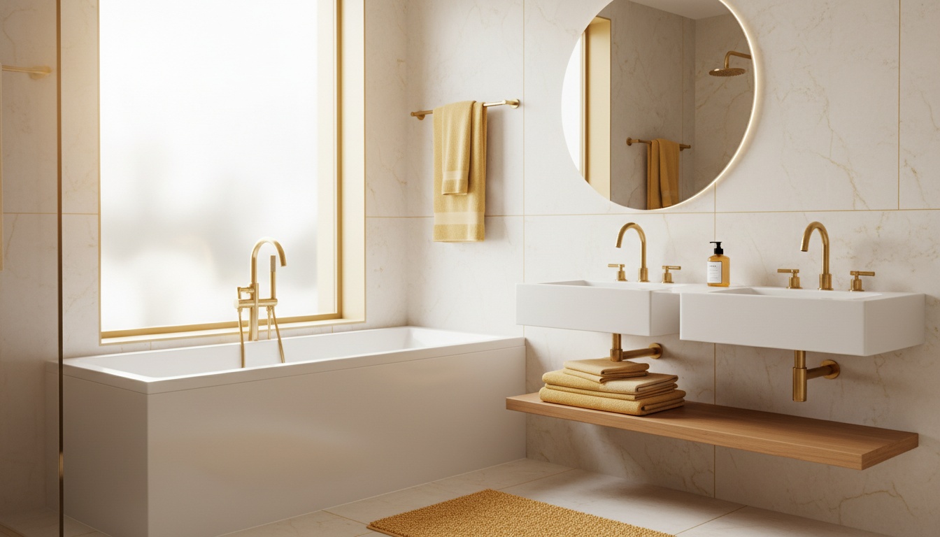 A bright bathroom with sparkling fixtures and neatly folded towels