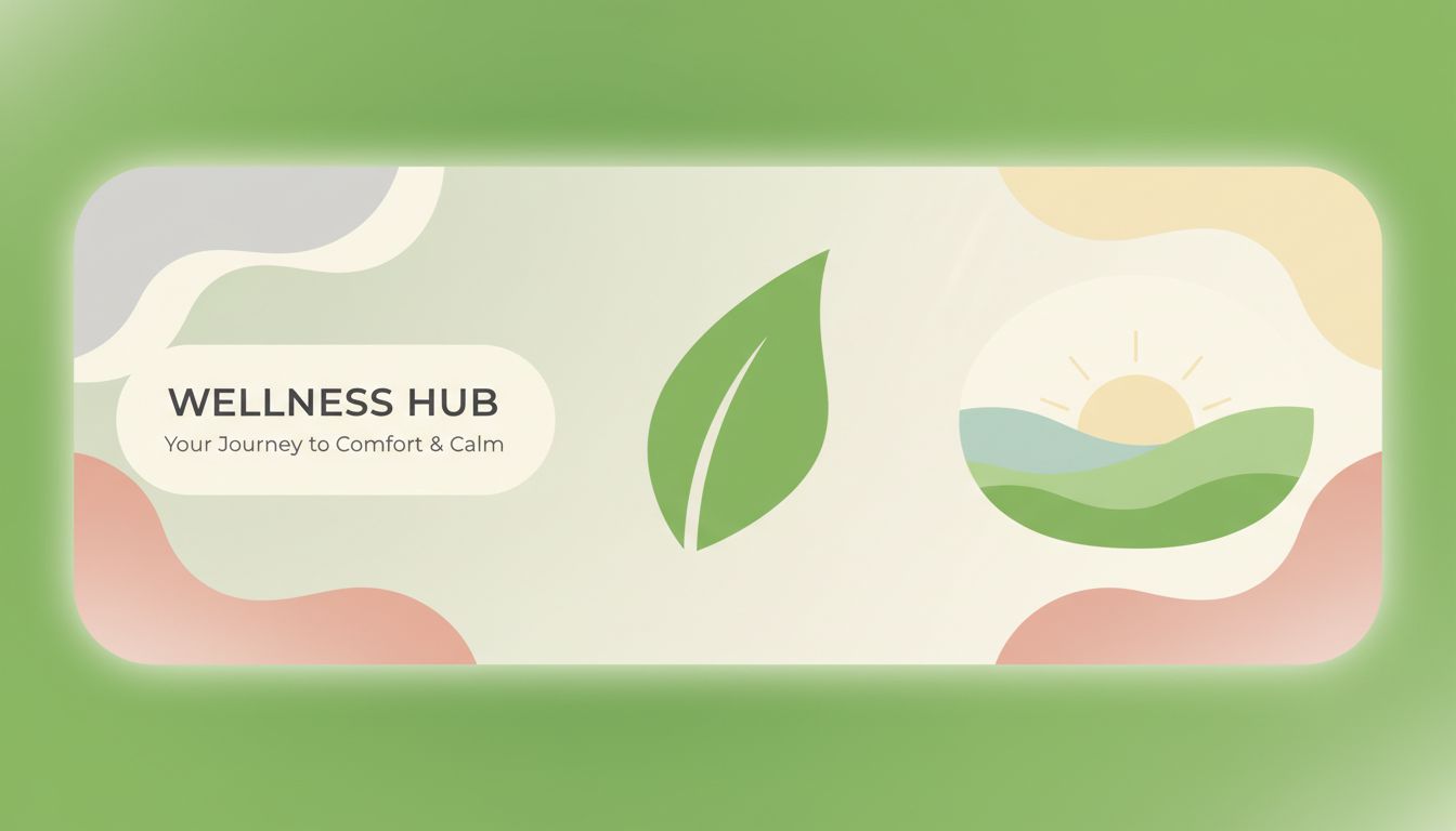 A professional, high-quality image of a warm, minimal landing-page style banner with soft colors and comforting design