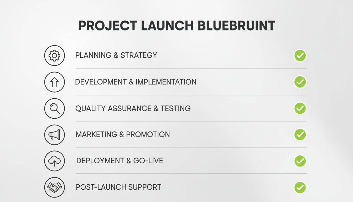 A professional checklist layout with simple icons, minimal design, high-quality