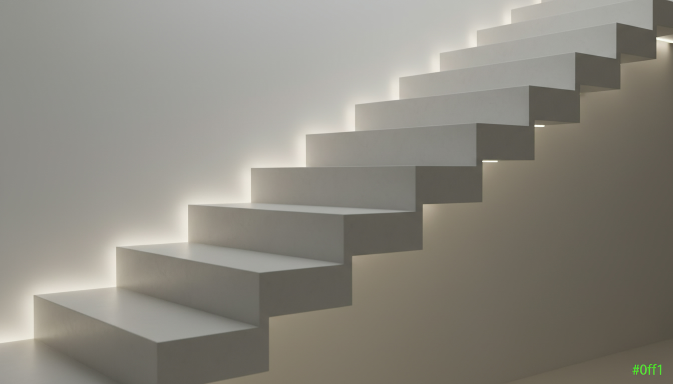 A simple, professional visual of a staircase representing gradual progress, neutral colors