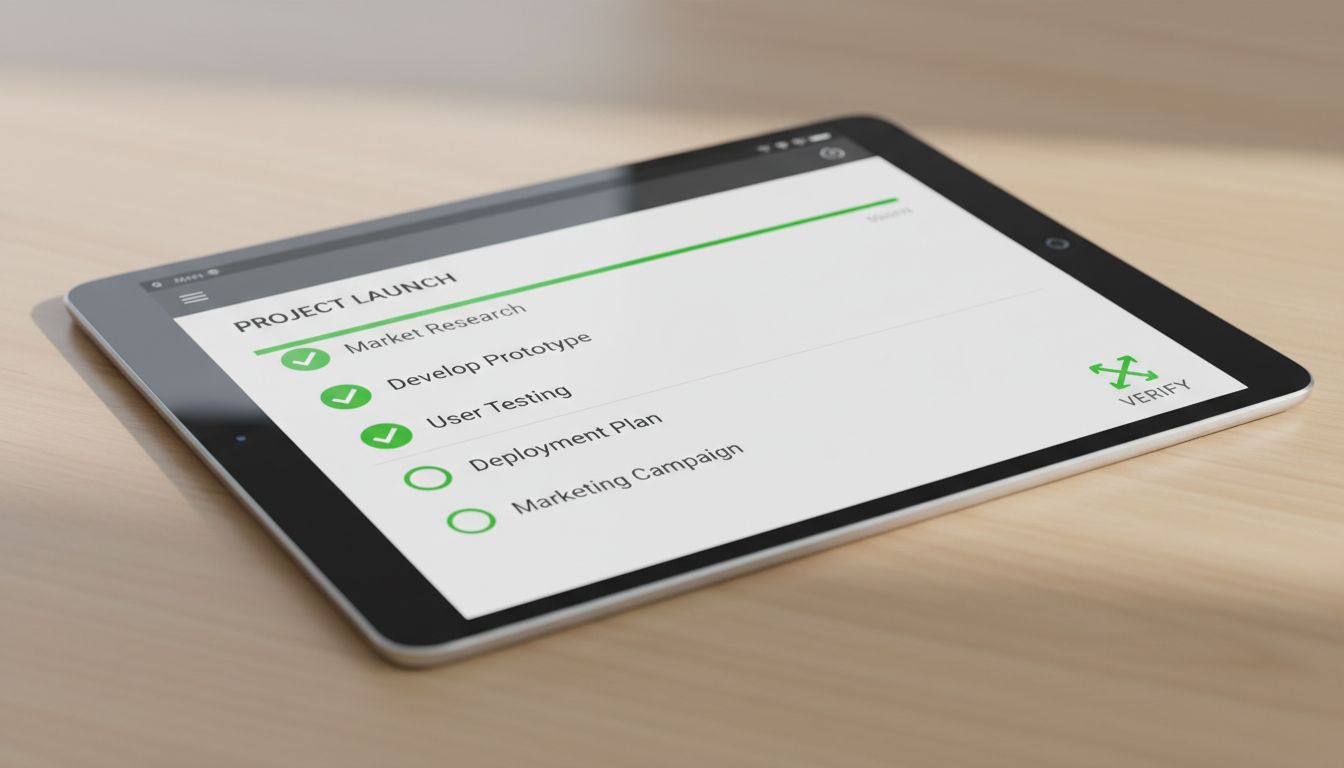 Checklist on a tablet with a clean modern UI