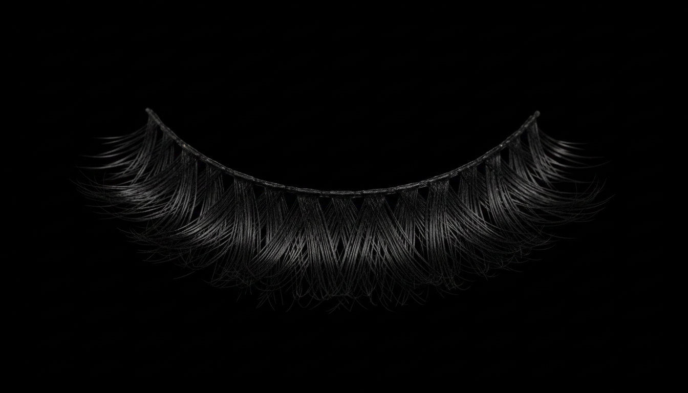 Volume lash set close-up with fluffy full fans and a clean lash line, photographed in high detail